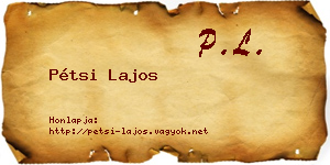 Pétsi Lajos névjegykártya